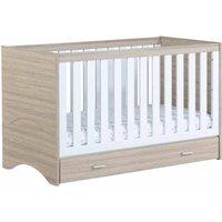 Babymore Veni Cot Bed With Drawer - White Oak, White