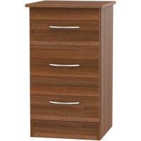 Welcome Furniture Ready Assembled Coventry 3 Drawer Bed Cabinet Noche Walnut, Brown