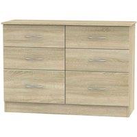 Welcome Furniture Ready Assembled Coventry 6 Drawer Wide Chest Bardolino Light Oak, Brown