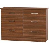 Welcome Furniture Ready Assembled Coventry 6 Drawer Wide Chest Noche Walnut, Brown
