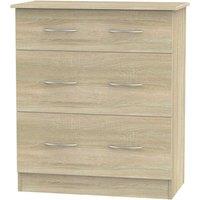 Welcome Furniture Ready Assembled Coventry 3 Drawer Deep Chest Bardolino Light Oak, Brown