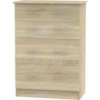 Welcome Furniture Ready Assembled Coventry 4 Drawer Deep Chest Bardolino Light Oak, Brown