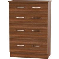 Welcome Furniture Ready Assembled Coventry 4 Drawer Deep Chest Noche Walnut