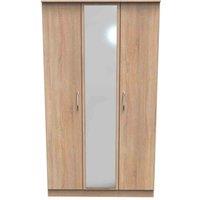 Welcome Furniture Ready Assembled Coventry Triple Mirror Wardrobe Bardolino Light Oak, Brown