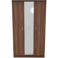 Welcome Furniture Ready Assembled Coventry Triple Mirror Wardrobe Noche Walnut, Brown
