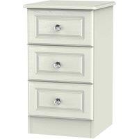 Welcome Furniture Ready Assembled Lisbon Three Drawer Bedside Cabinet Kashmir Ash, Cream