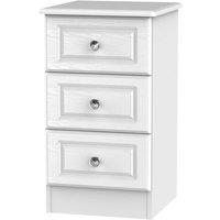 Welcome Furniture Ready Assembled Lisbon Three Drawer Bedside Cabinet White, White