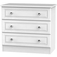 Welcome Furniture Ready Assembled Lisbon Wide Three Drawer Chest White