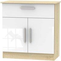 Ready Assembled Goodland Sideboard With Drawer White and Oak Effect, White