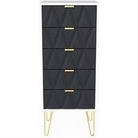 Welcome Furniture Ready Assembled Copenhagen 5 Drawer Tall Boy - Blue/White, Blue