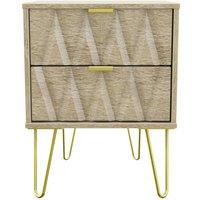 Welcome Furniture Ready Assembled Copenhagen Two Drawer Bedside Cabinet Oak Effect, Brown