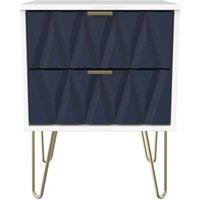 Welcome Furniture Ready Assembled Copenhagen Two Drawer Bedside Cabinet Blue, Blue