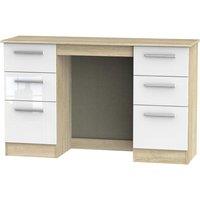 Ready Assembled Goodland Double Pedestal Desk White/Oak, Brown