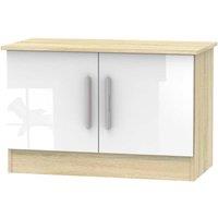 Ready Assembled Goodland Two Door TV Unit White and Oak Effect, Brown
