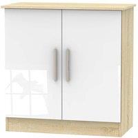Ready Assembled Goodland Two Door Cabinet White and Oak Effect, White