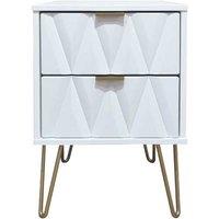 Welcome Furniture Ready Assembled Copenhagen Two Drawer Bedside Cabinet White, White
