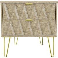 Welcome Furniture Ready Assembled Copenhagen Two Drawer Large Bedside Cabinet Bardolino Light Oak Effect, Brown