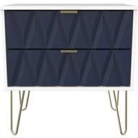 Welcome Furniture Ready Assembled Copenhagen Two Drawer Large Bedroom Cabinet Black and White, Blue