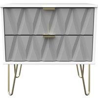 Welcome Furniture Ready Assembled Copenhagen Two Drawer Large Bedside Cabinet Shadow, Grey