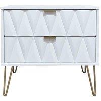 Welcome Furniture Ready Assembled Copenhagen Two Drawer Large Bedside Cabinet White, White