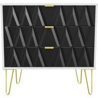 Welcome Furniture Ready Assembled Copenhagen Three Drawer Chest Black and White, Black