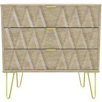 Welcome Furniture Ready Assembled Copenhagen Three Drawer Chest Oak Effect, Brown