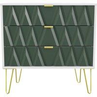 Welcome Furniture Ready Assembled Copenhagen Three Drawer Chest Green and White, Green