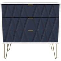 Welcome Furniture Ready Assembled Copenhagen Three Drawer Chest Blue and White, Blue