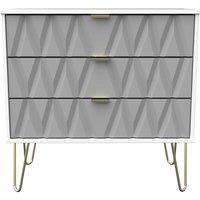 Welcome Furniture Ready Assembled Copenhagen Three Drawer Chest Shadow, Grey