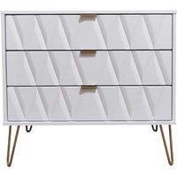 Welcome Furniture Ready Assembled Copenhagen Three Drawer Chest White, White