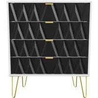 Welcome Furniture Ready Assembled Copenhagen Four Drawer Chest Black and White, Black