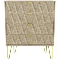 Welcome Furniture Ready Assembled Copenhagen Four Drawer Chest Oak Effect, Brown