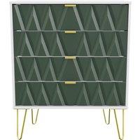 Welcome Furniture Ready Assembled Copenhagen Four Drawer Chest Green and White, Green