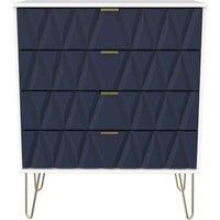 Welcome Furniture Ready Assembled Copenhagen Four Drawer Chest Blue and White, Blue