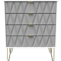 Welcome Furniture Ready Assembled Copenhagen Four Drawer Chest Shadow, Grey