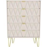 Welcome Furniture Ready Assembled Copenhagen Five Drawer Chest Ash, Cream