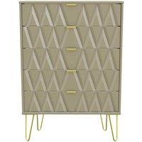 Welcome Furniture Ready Assembled Copenhagen Five Drawer Chest Mushroom, Grey