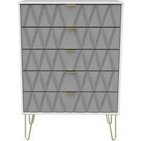 Welcome Furniture Ready Assembled Copenhagen Five Drawer Chest Shadow, Grey