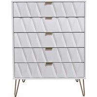 Welcome Furniture Ready Assembled Copenhagen Five Drawer Chest White, White
