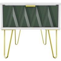 Welcome Furniture Ready Assembled Copenhagen One Drawer Bedside Cabinet Green, Green