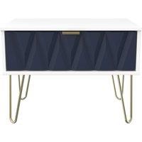 Welcome Furniture Ready Assembled Copenhagen One Drawer Large Bedside Cabinet Blue, Blue