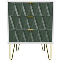 Welcome Furniture Ready Assembled Copenhagen Three Drawer Narrow Chest Green, Green