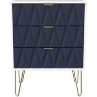 Welcome Furniture Ready Assembled Copenhagen Three Drawer Narrow Chest Blue, Blue