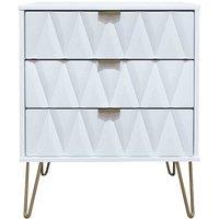 Welcome Furniture Ready Assembled Copenhagen Three Drawer Narrow Chest White, White
