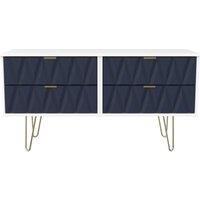 Ready Assembled Copenhagen Four Drawer Bed Box Blue and White, Blue