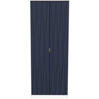 Welcome Furniture Ready Assembled Copenhagen Two Door Wardrobe Blue and White, Blue