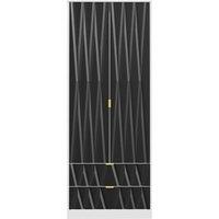 Welcome Furniture Ready Assembled Copenhagen Two Door Two Drawer Wardrobe Black, Black