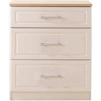 Welcome Furniture Ready Assembled Trent 3 Drawer Deep Chest Kaschmir Ash And Oak, Cream