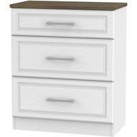 Welcome Furniture Ready Assembled Trent 3 Drawer Deep Chest White Ash