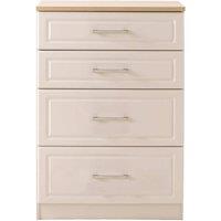 Welcome Furniture Ready Assembled Trent 4 Drawer Deep Chest Kaschmir Ash And Oak, Cream